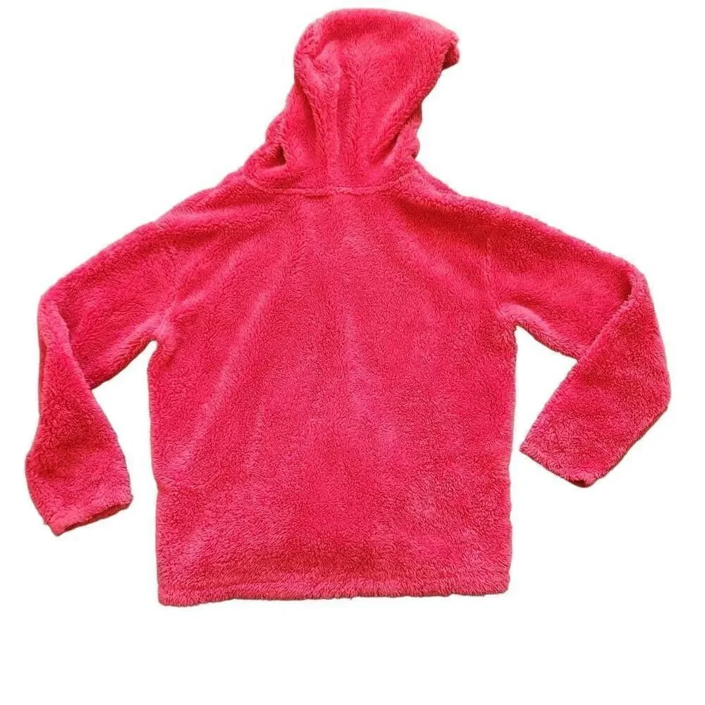 Childrens Place 10-12 hot pink fuzzy hoodie sweatshirt fleece furry